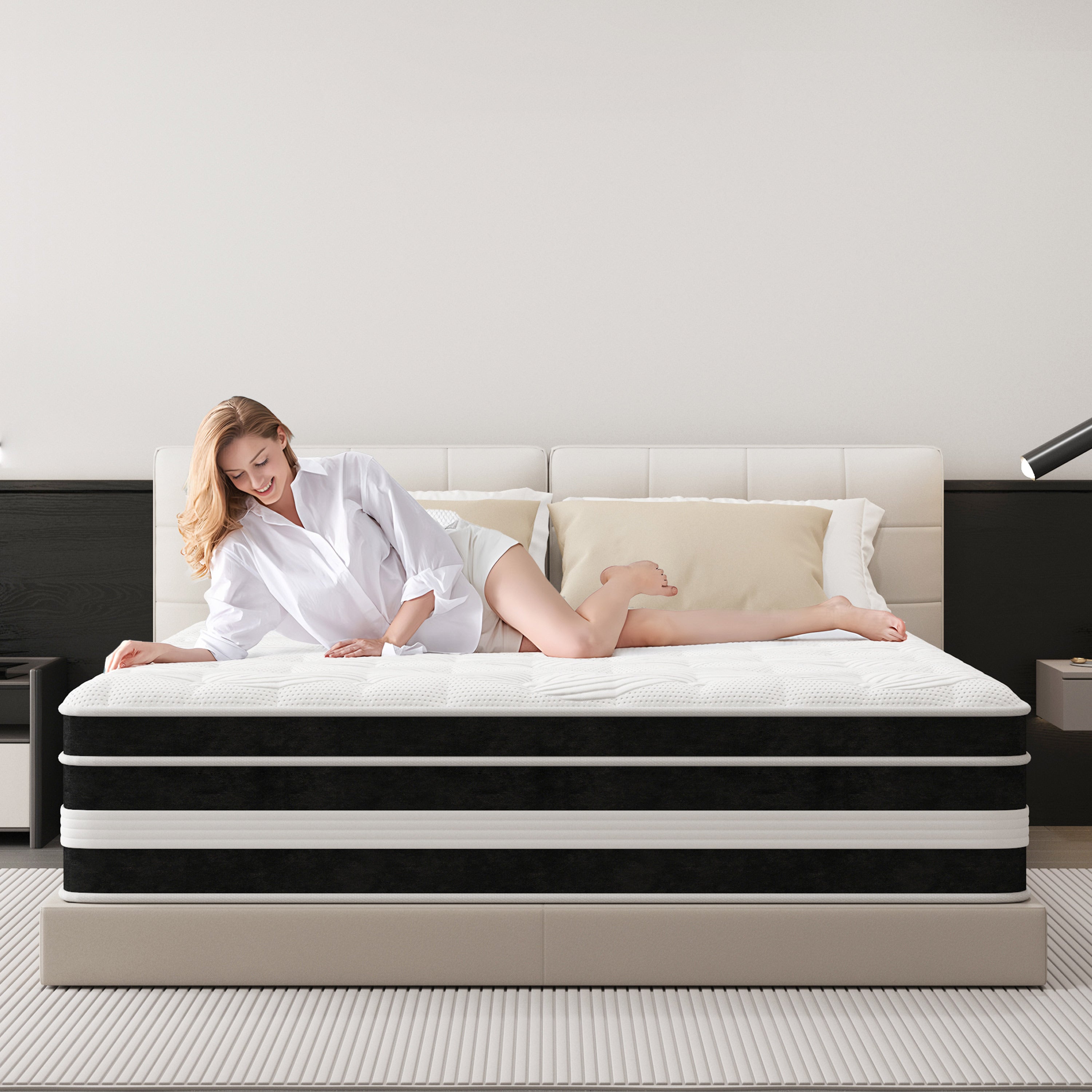 14 inch Queen Mattress,Gel Memory Foam & Spring Hybrid Medium Comfort Queen Size in a Box , Pressure Relief, Motion Isolation,CertiPUR-US