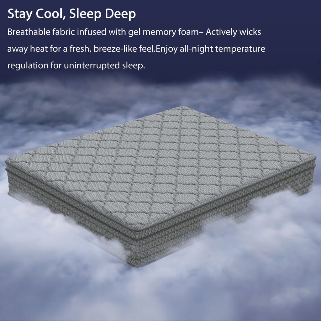 Fvbeaya 10 inch Queen Mattress, Gel Memory Foam with Individually Wrapped Pocket Coils, Medium Firm, Pressure Relief, Strong Edge Support,Cooling Breathable Sleep Support for Adult