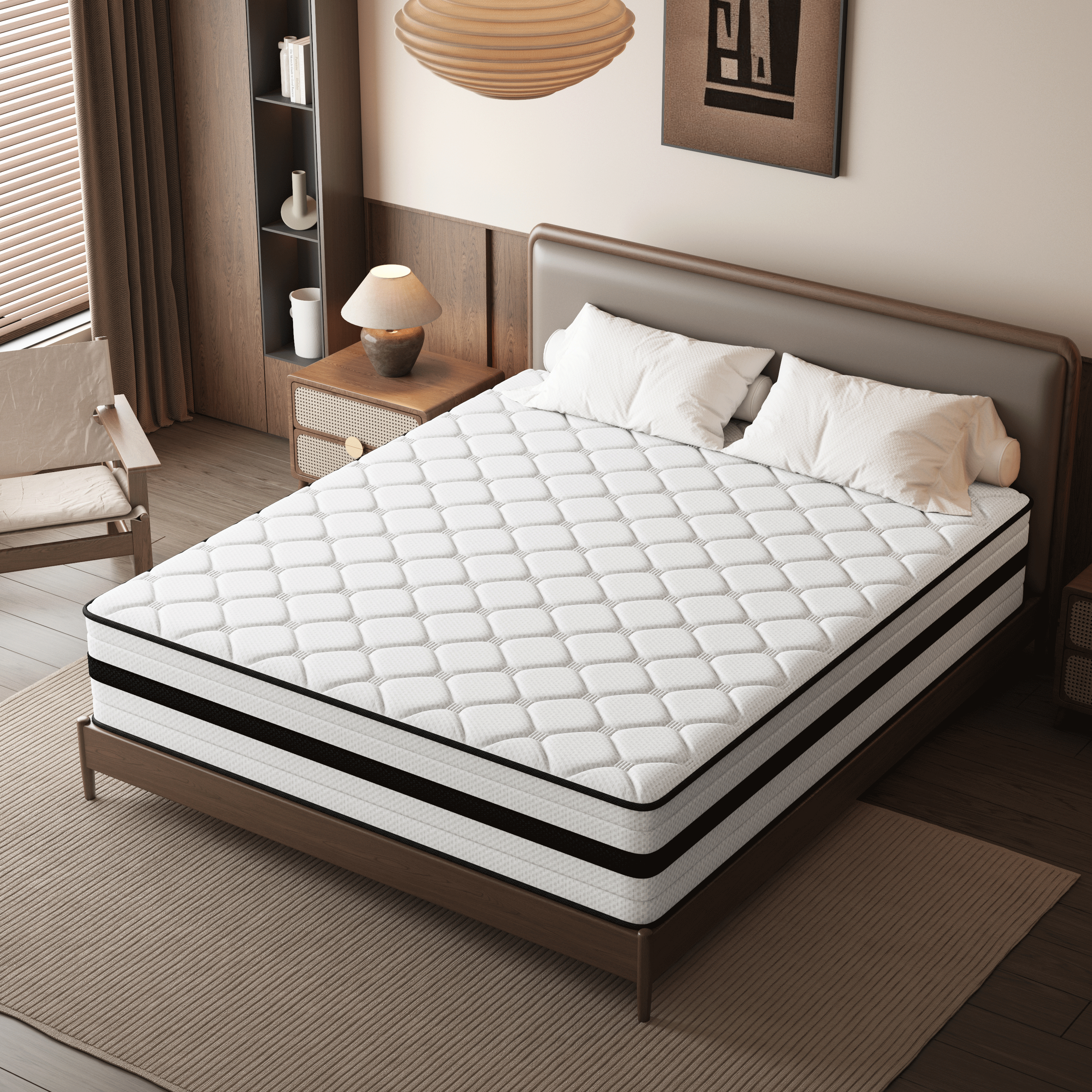 SEEUO Full Size Mattress,10 inch Hybrid Mattress in a Box with Memory Foam & Individual Pocket Spring for Edge Support,Pressure Relief,Medium Firm,CertiPUR-US