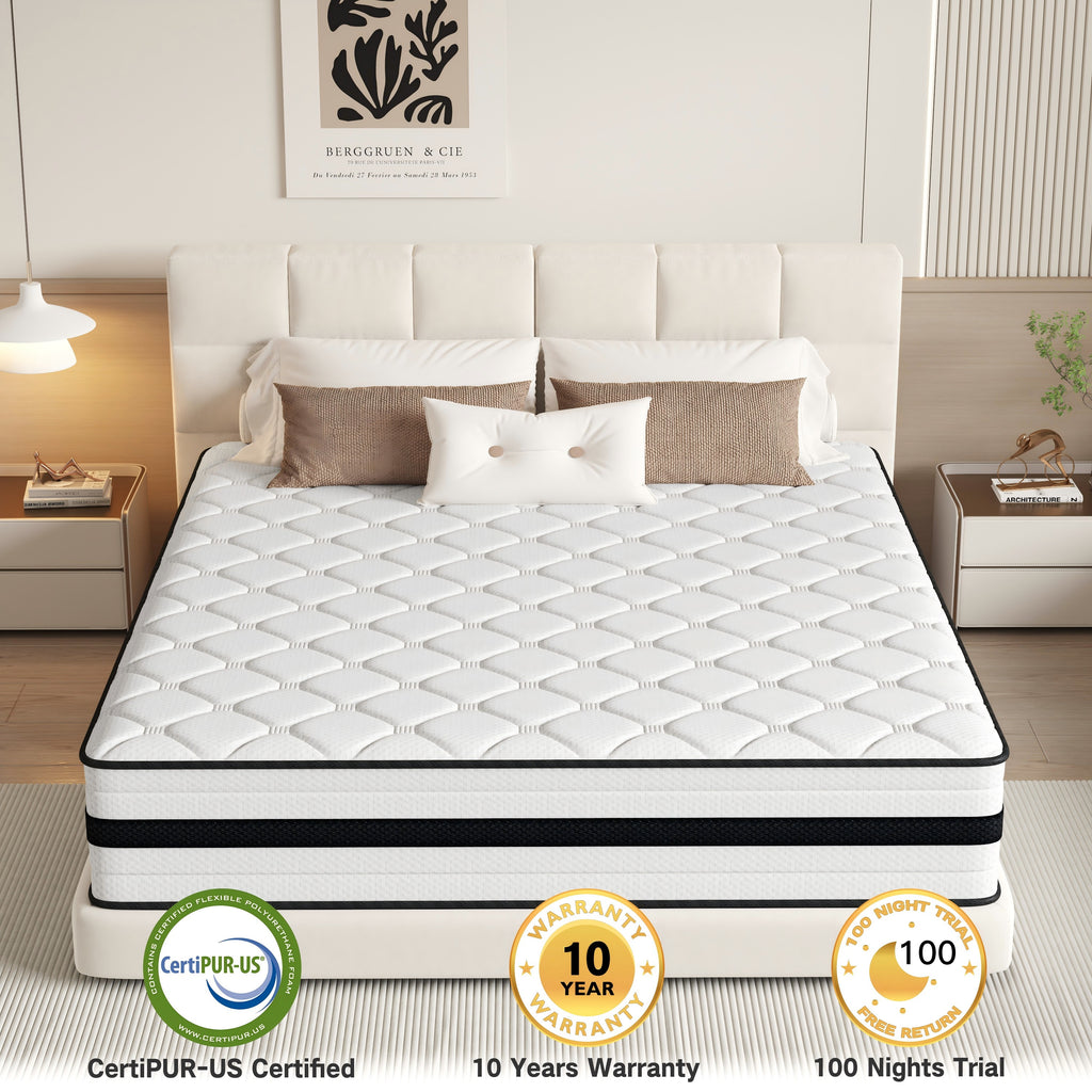 SEEUO Twin Mattress,12 inch Hybrid Mattress in a Box with Memory Foam & Individual Pocket Spring for Edge Support,Pressure Relief,Medium Firm,CertiPUR-US