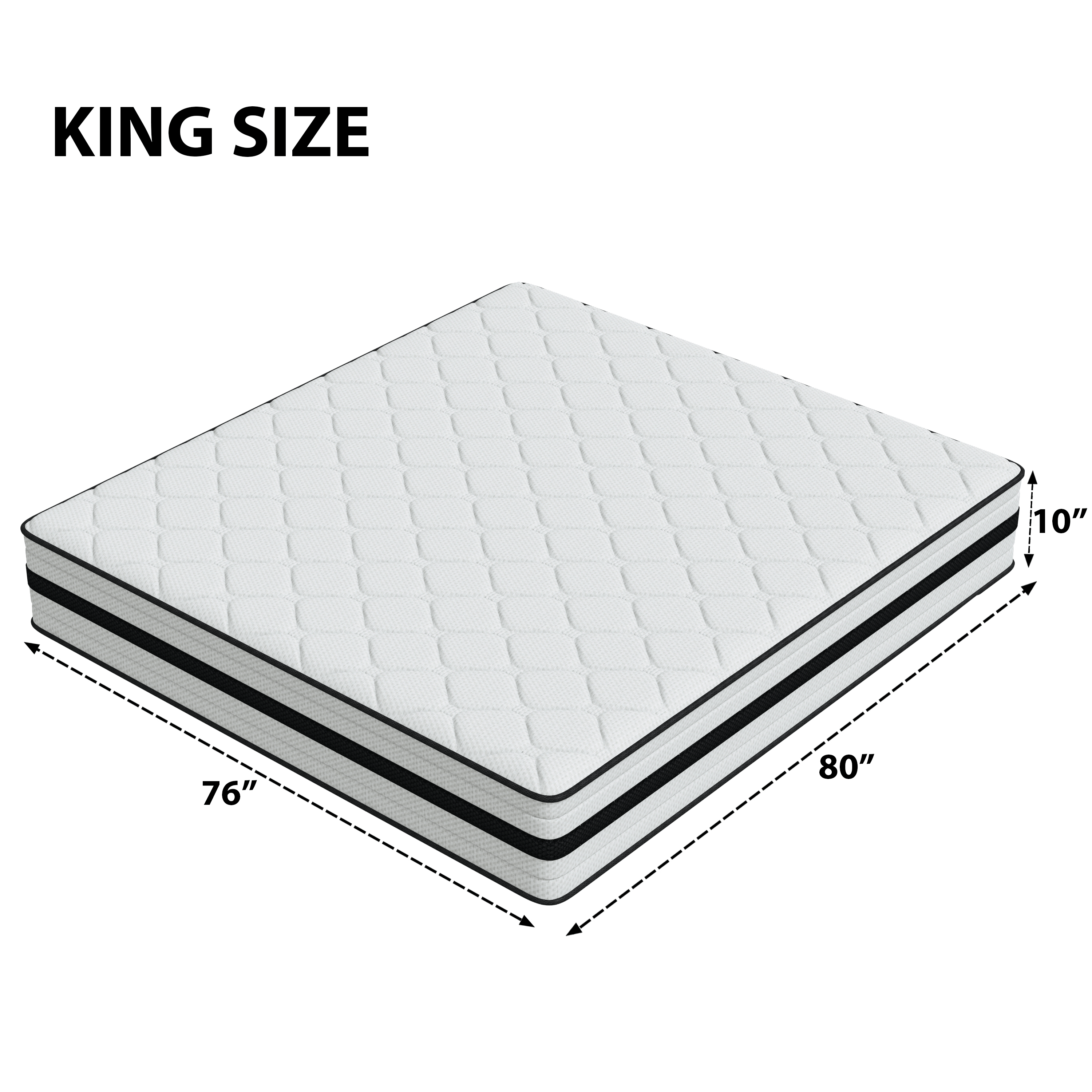 SEEUO King Size Mattress,10 inch Hybrid Mattress in a Box with Memory Foam & Individual Pocket Spring for Edge Support,Pressure Relief,Medium Firm,CertiPUR-US