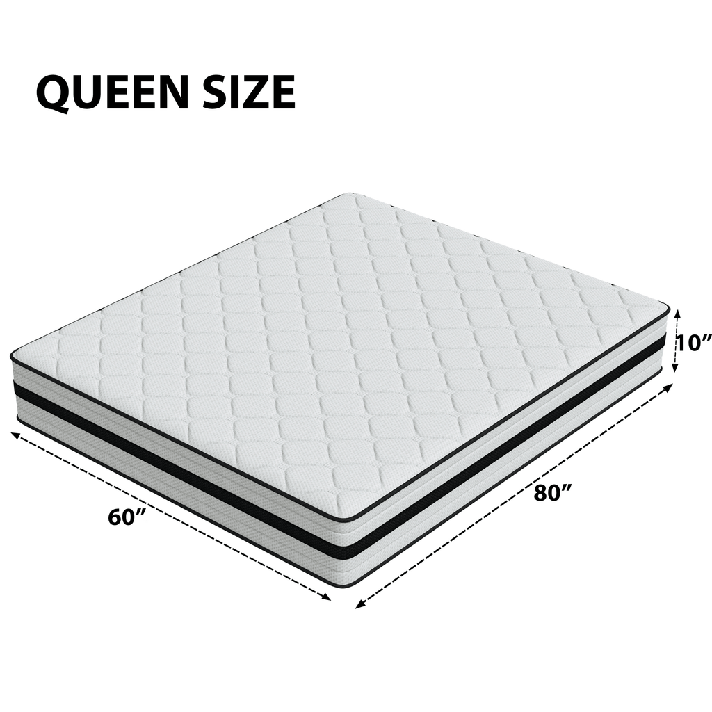 SEEUO Queen Mattress,10 inch Hybrid Mattress in a Box with Memory Foam & Individual Pocket Spring for Edge Support,Pressure Relief,Medium Firm,CertiPUR-US