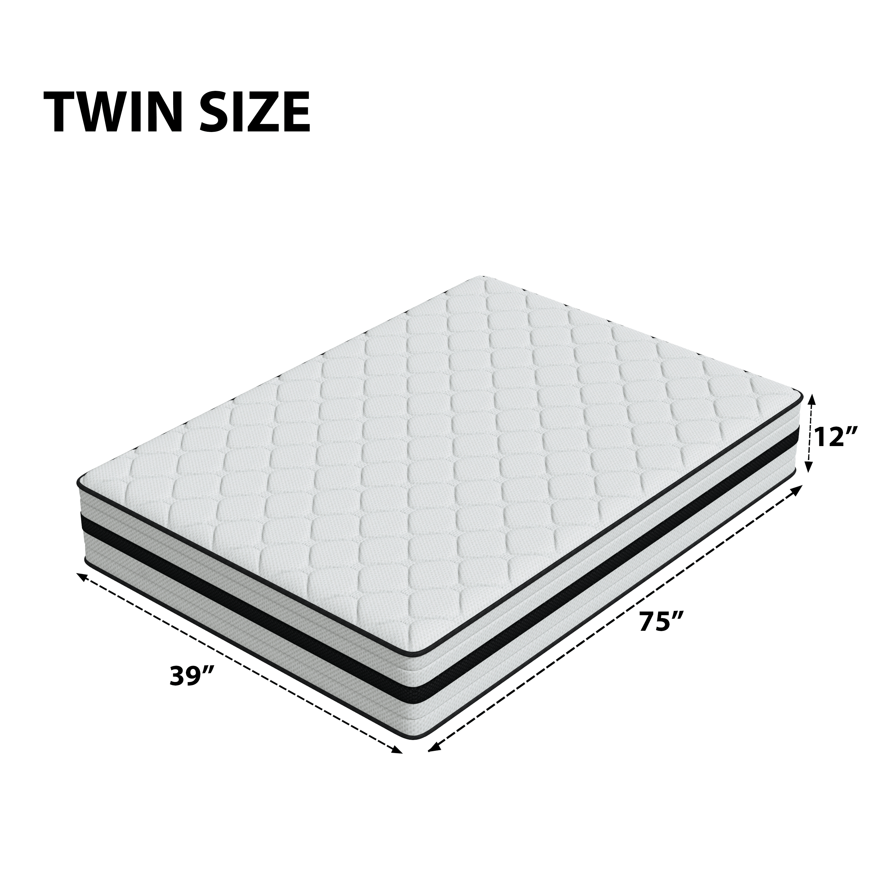 SEEUO Twin Mattress,12 inch Hybrid Mattress in a Box with Memory Foam & Individual Pocket Spring for Edge Support,Pressure Relief,Medium Firm,CertiPUR-US