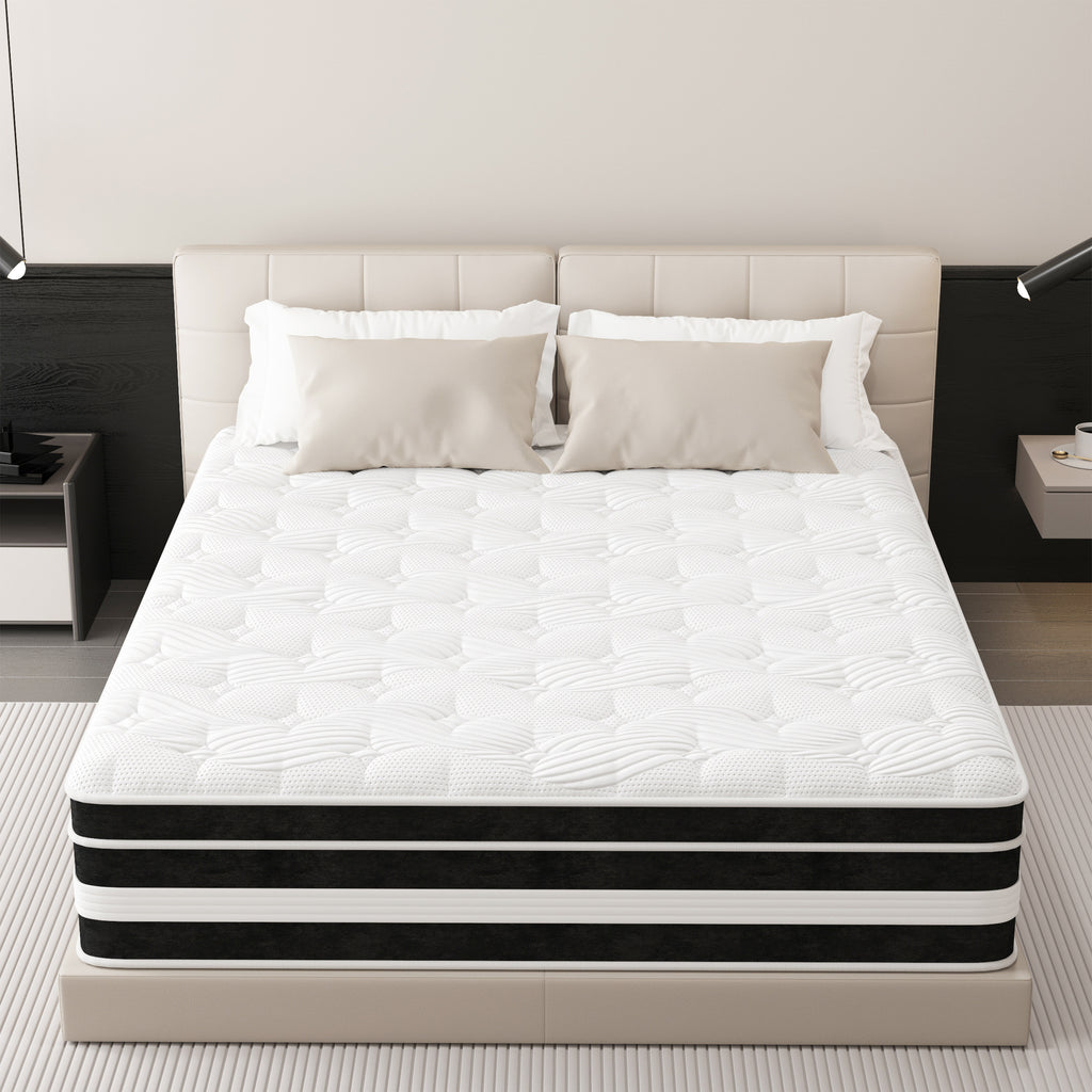 14 inch Queen Mattress,Gel Memory Foam & Spring Hybrid Medium Comfort Queen Size in a Box , Pressure Relief, Motion Isolation,CertiPUR-US