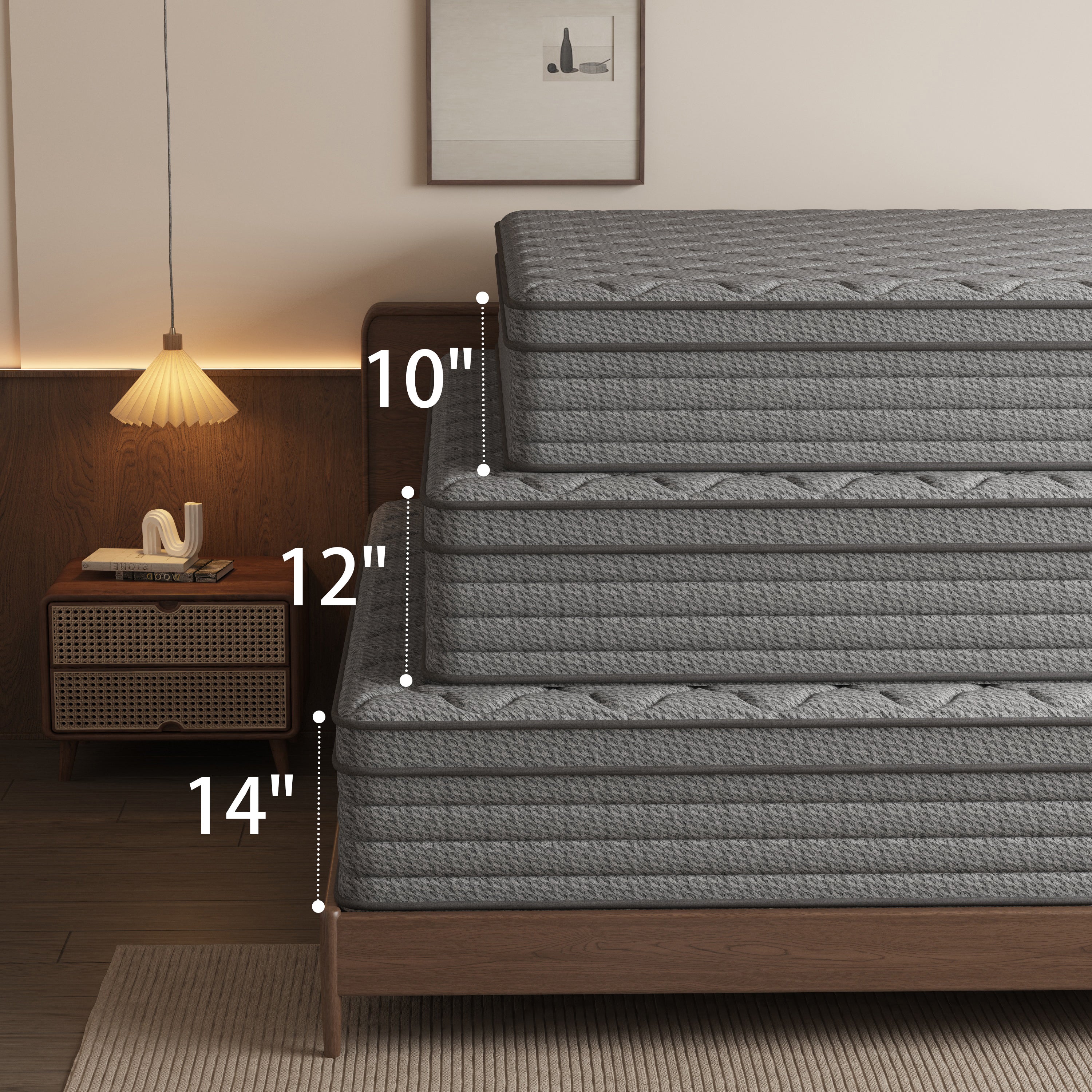 Fvbeaya 10 inch Queen Mattress, Gel Memory Foam with Individually Wrapped Pocket Coils, Medium Firm, Pressure Relief, Strong Edge Support,Cooling Breathable Sleep Support for Adult