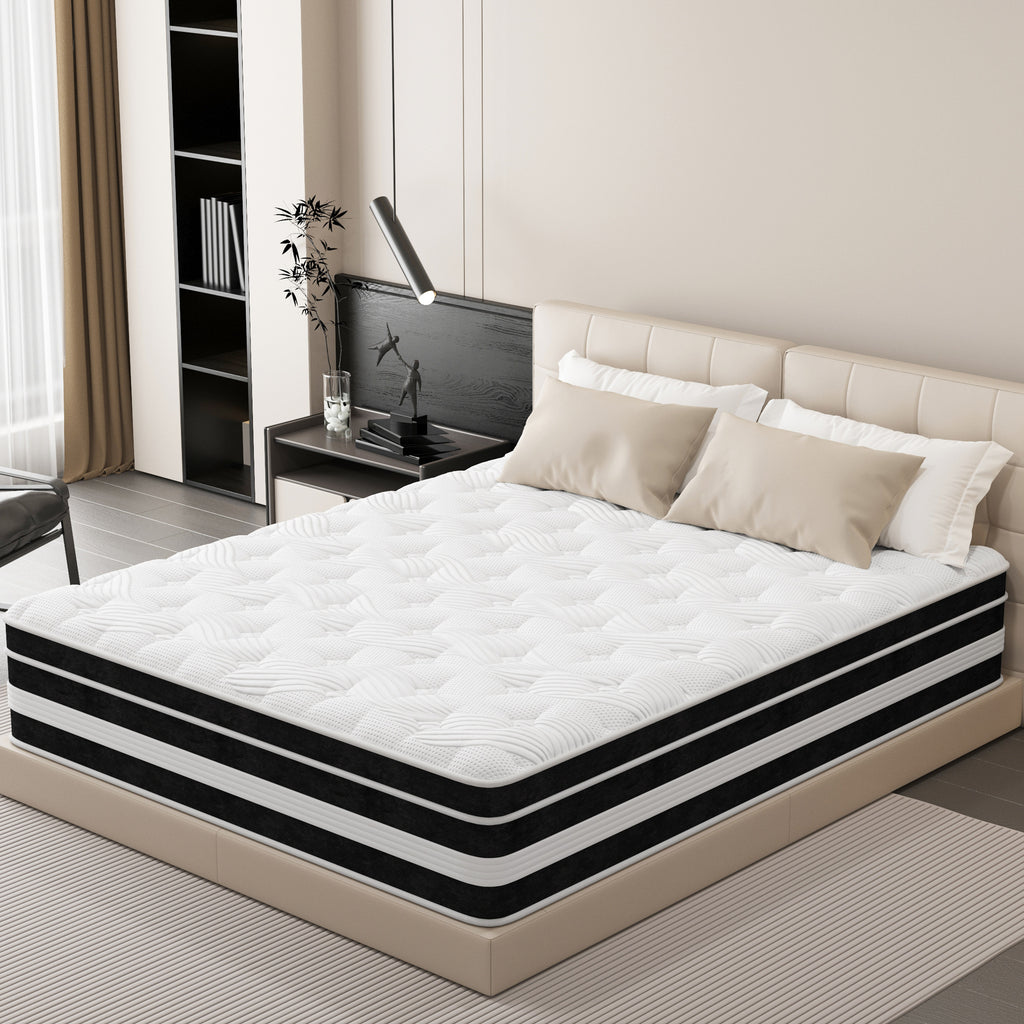 14 inch Queen Mattress,Gel Memory Foam & Spring Hybrid Medium Comfort Queen Size in a Box , Pressure Relief, Motion Isolation,CertiPUR-US