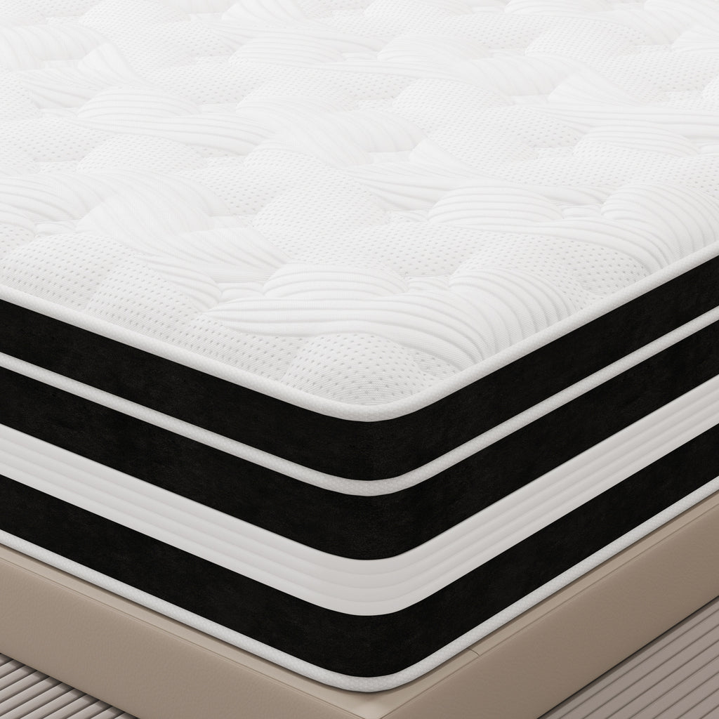 14 inch Queen Mattress,Gel Memory Foam & Spring Hybrid Medium Comfort Queen Size in a Box , Pressure Relief, Motion Isolation,CertiPUR-US