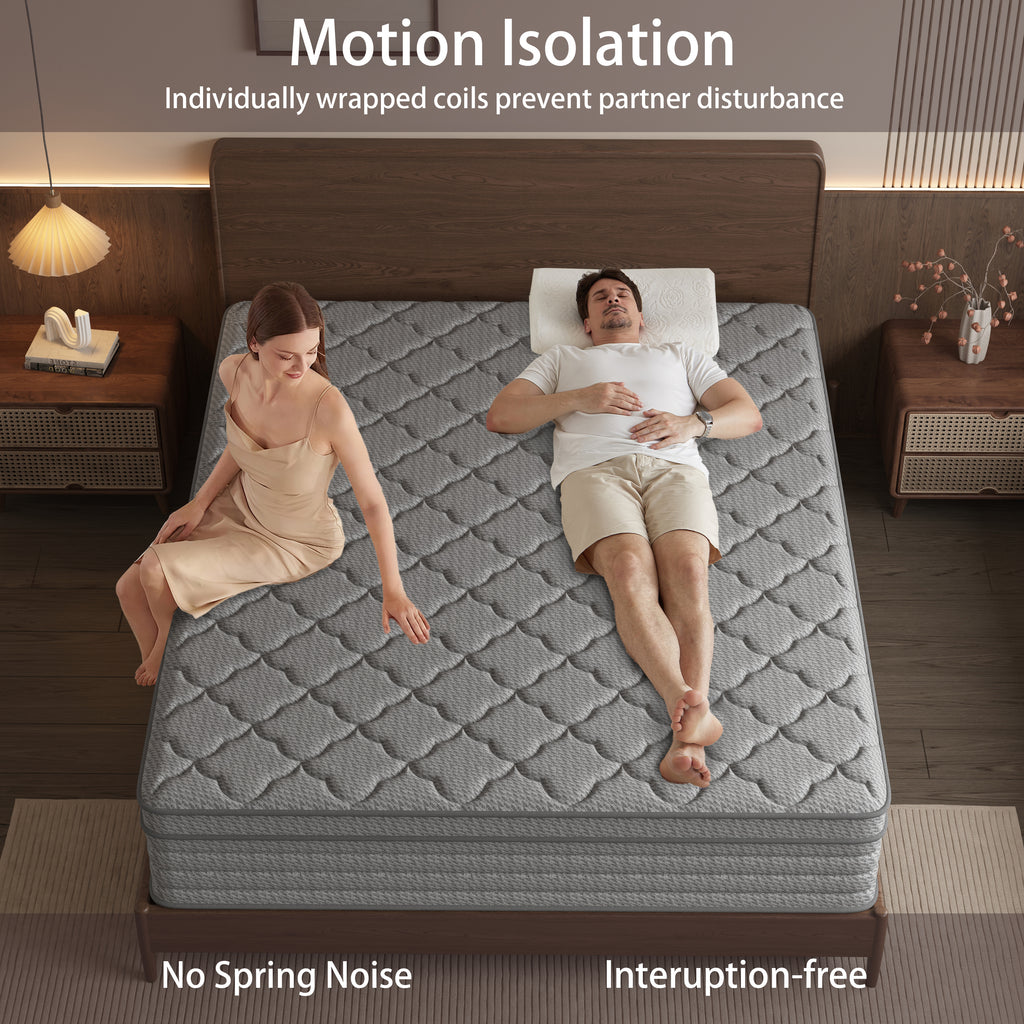 Fvbeaya 10 inch Queen Mattress, Gel Memory Foam with Individually Wrapped Pocket Coils, Medium Firm, Pressure Relief, Strong Edge Support,Cooling Breathable Sleep Support for Adult