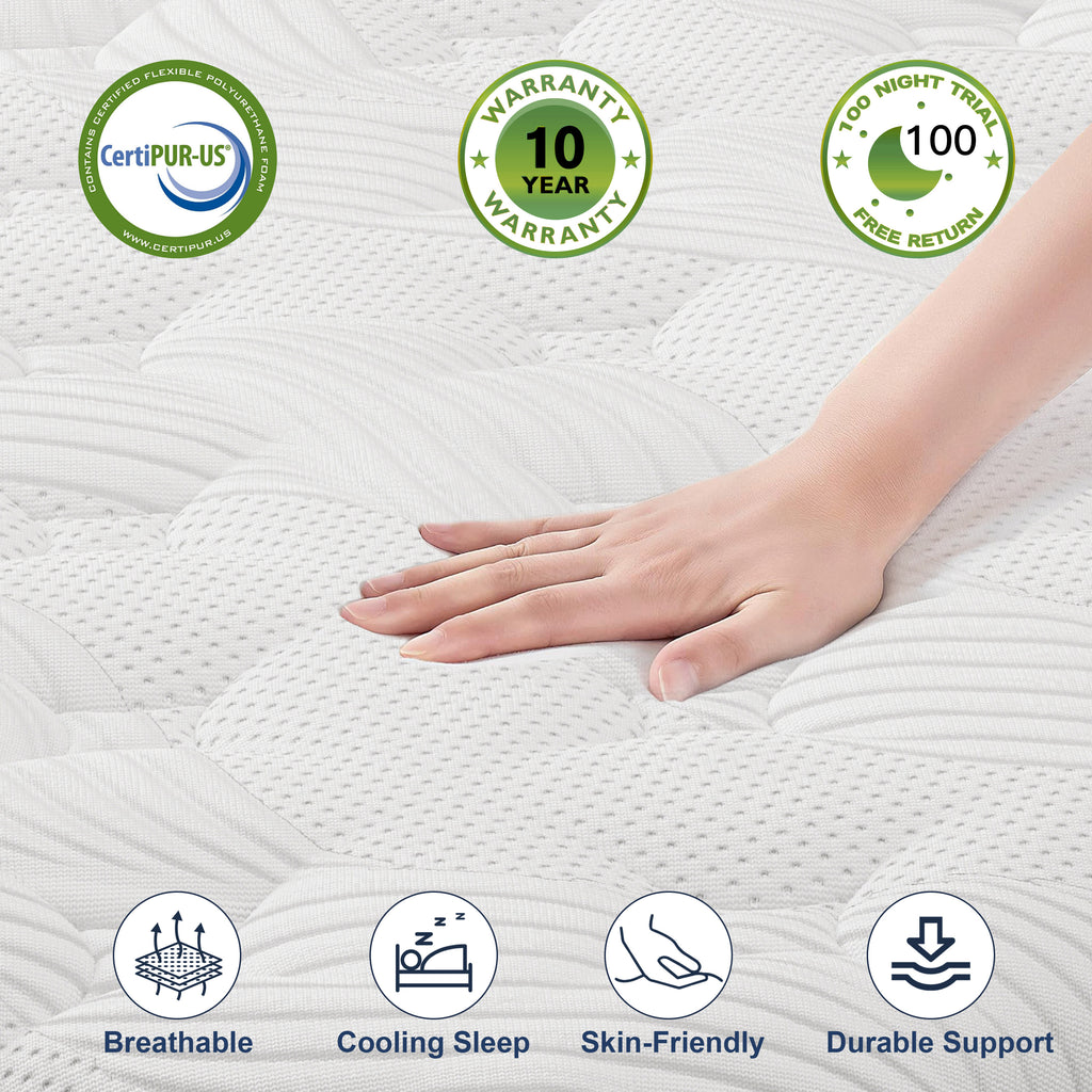 Fvcklrae 14 inch King Mattress,Gel Memory Foam & Spring Hybrid Medium Comfort King Size in a Box , Pressure Relief, Motion Isolation,CertiPUR-US
