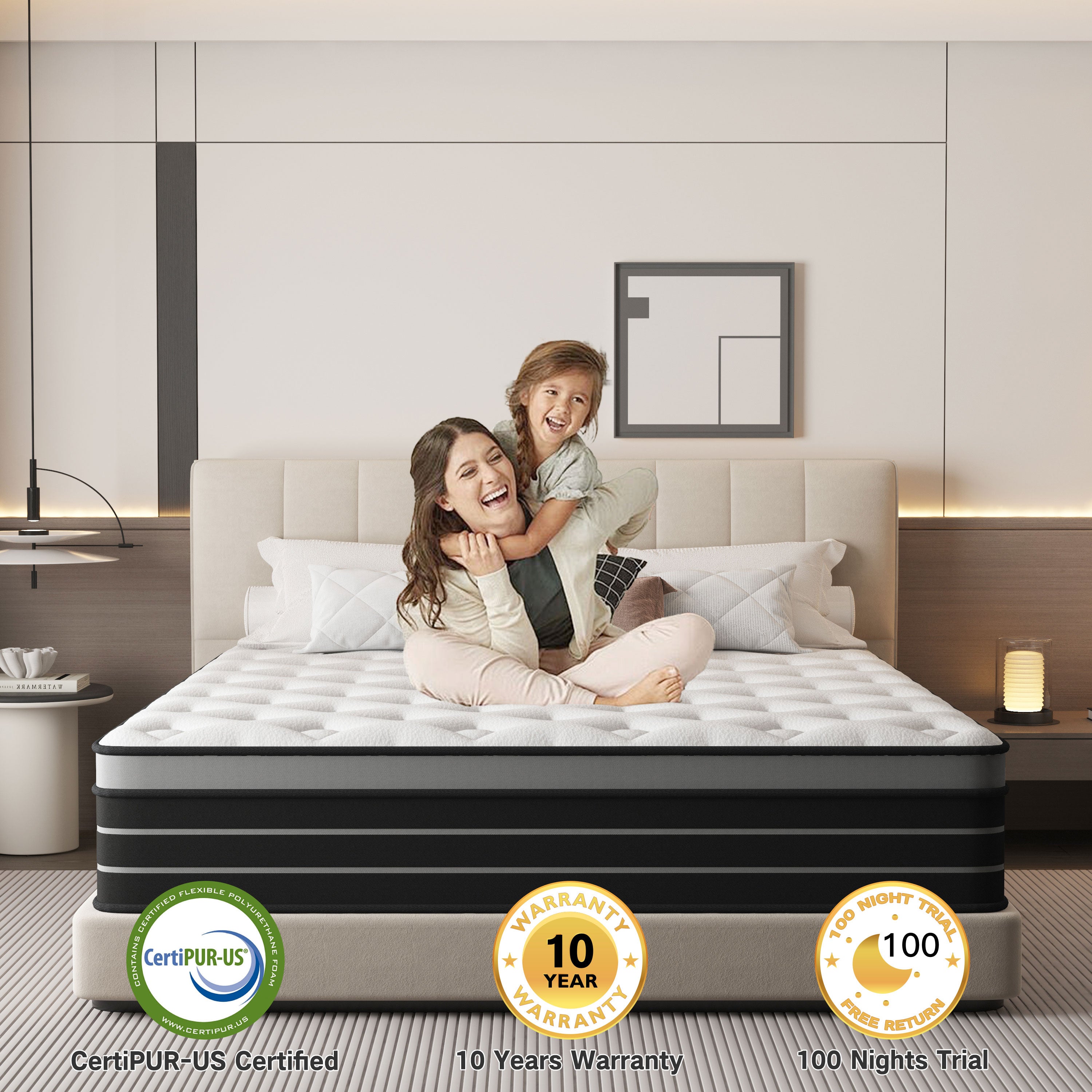 Full Mattress, 12 Inch Hybrid Innerspring Mattress for Pressure Relief, Motion Isolation, Medium Firm, CertiPUR-US Certified