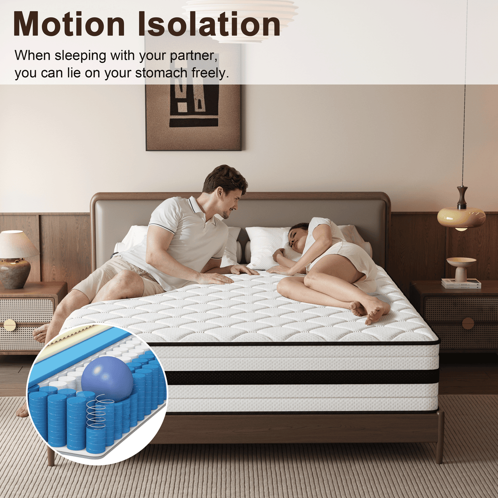 SEEUO Twin Mattress,12 inch Hybrid Mattress in a Box with Memory Foam & Individual Pocket Spring for Edge Support,Pressure Relief,Medium Firm,CertiPUR-US