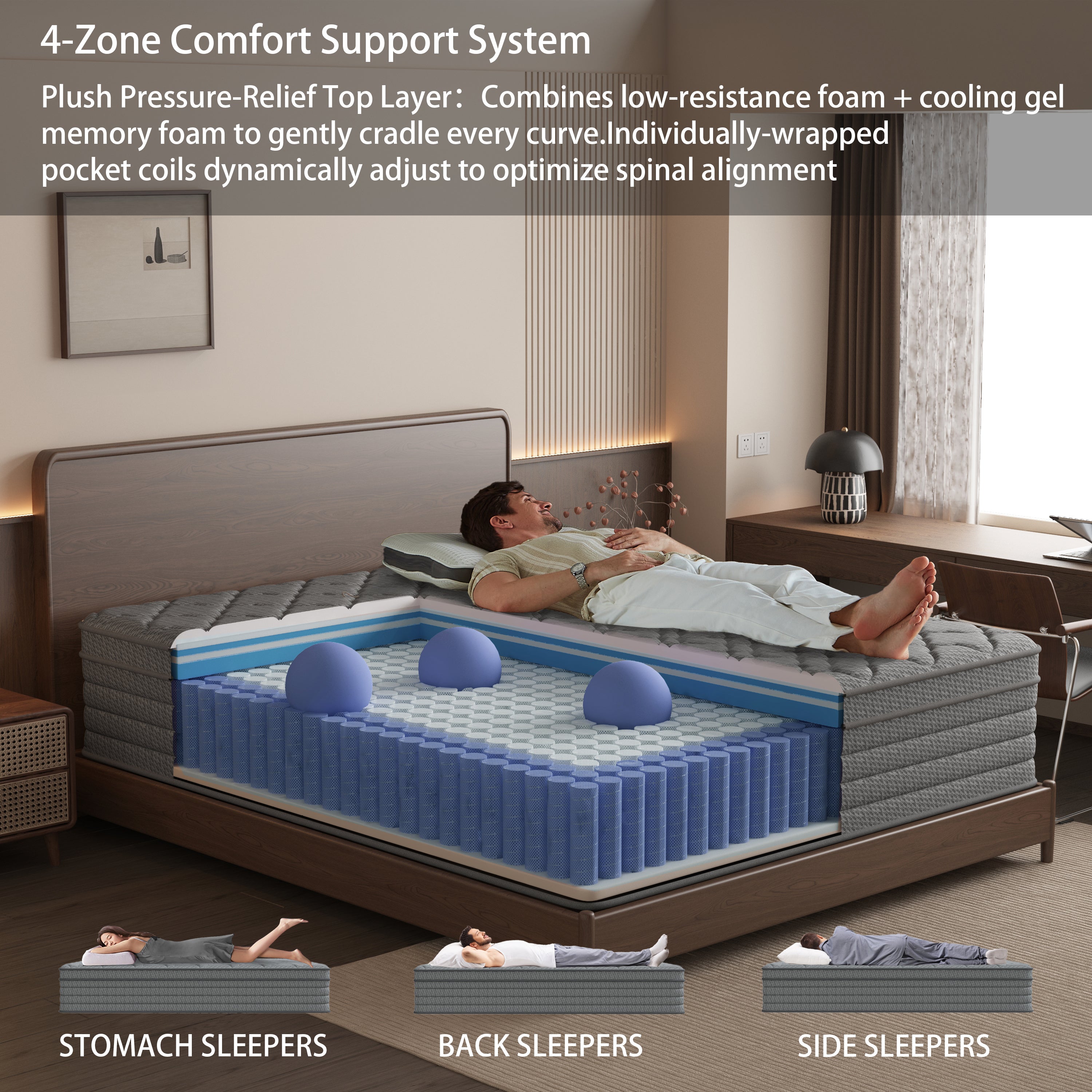 Fvbeaya 10 inch Full Size Mattress, Gel Memory Foam with Individually Wrapped Pocket Coils, Medium Firm, Pressure Relief, Strong Edge Support,Cooling Breathable Sleep Support for Adult