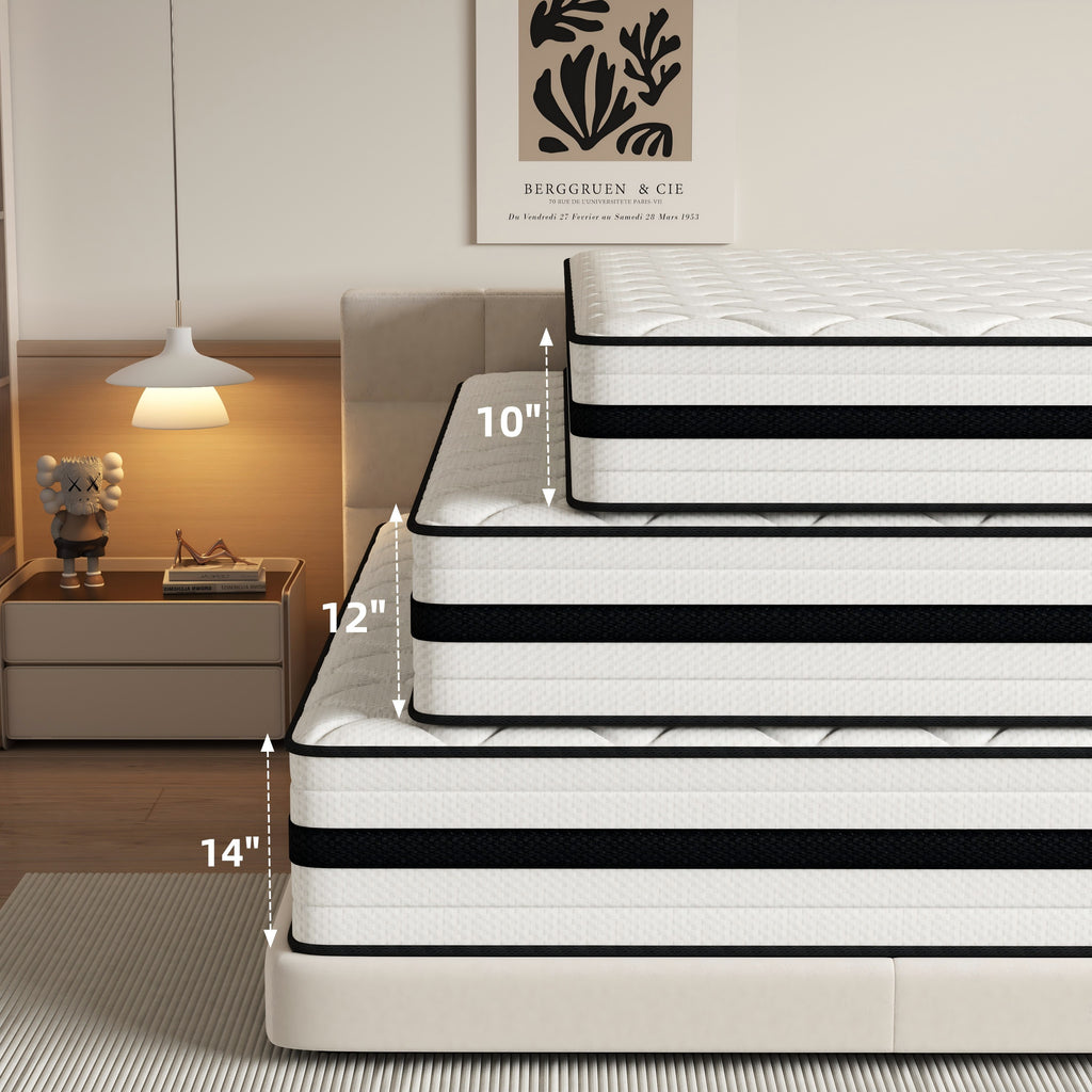 SEEUO Twin Mattress,12 inch Hybrid Mattress in a Box with Memory Foam & Individual Pocket Spring for Edge Support,Pressure Relief,Medium Firm,CertiPUR-US