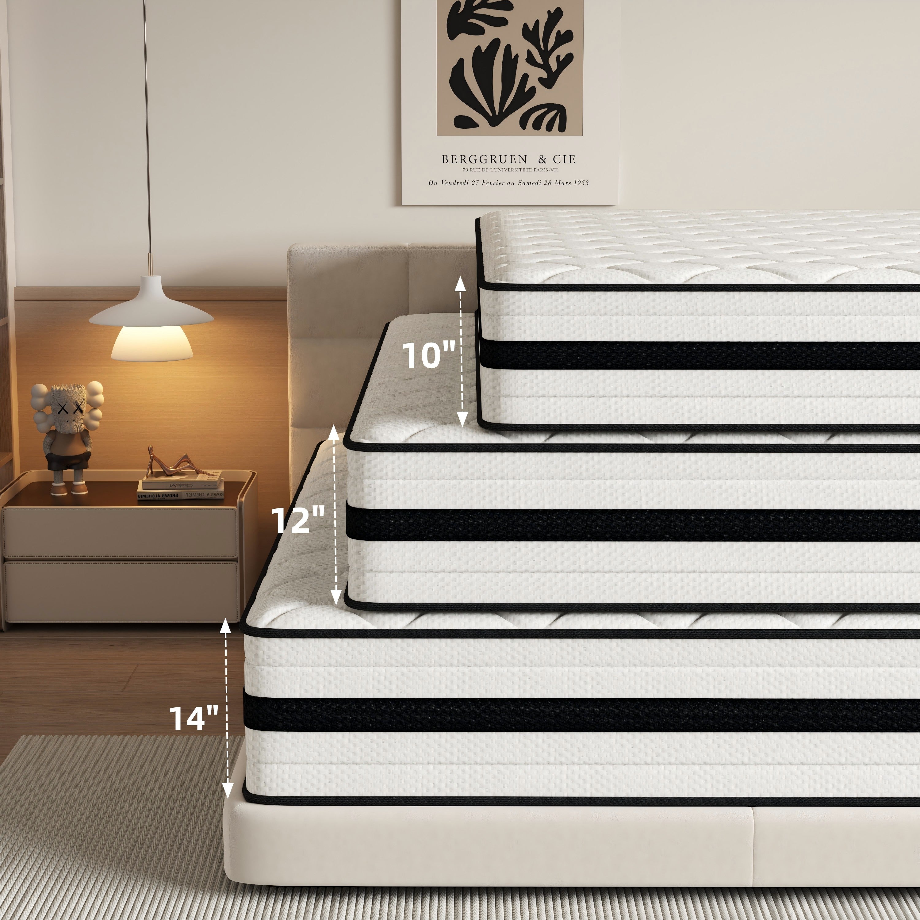 SEEUO Twin Mattress,12 inch Hybrid Mattress in a Box with Memory Foam & Individual Pocket Spring for Edge Support,Pressure Relief,Medium Firm,CertiPUR-US