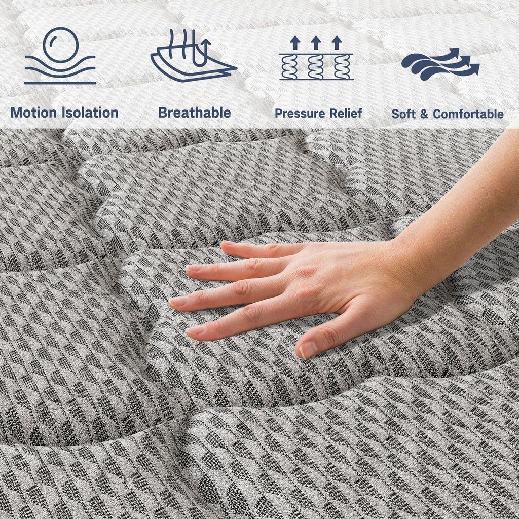 Fvbeaya 10 inch Queen Mattress, Gel Memory Foam with Individually Wrapped Pocket Coils, Medium Firm, Pressure Relief, Strong Edge Support,Cooling Breathable Sleep Support for Adult