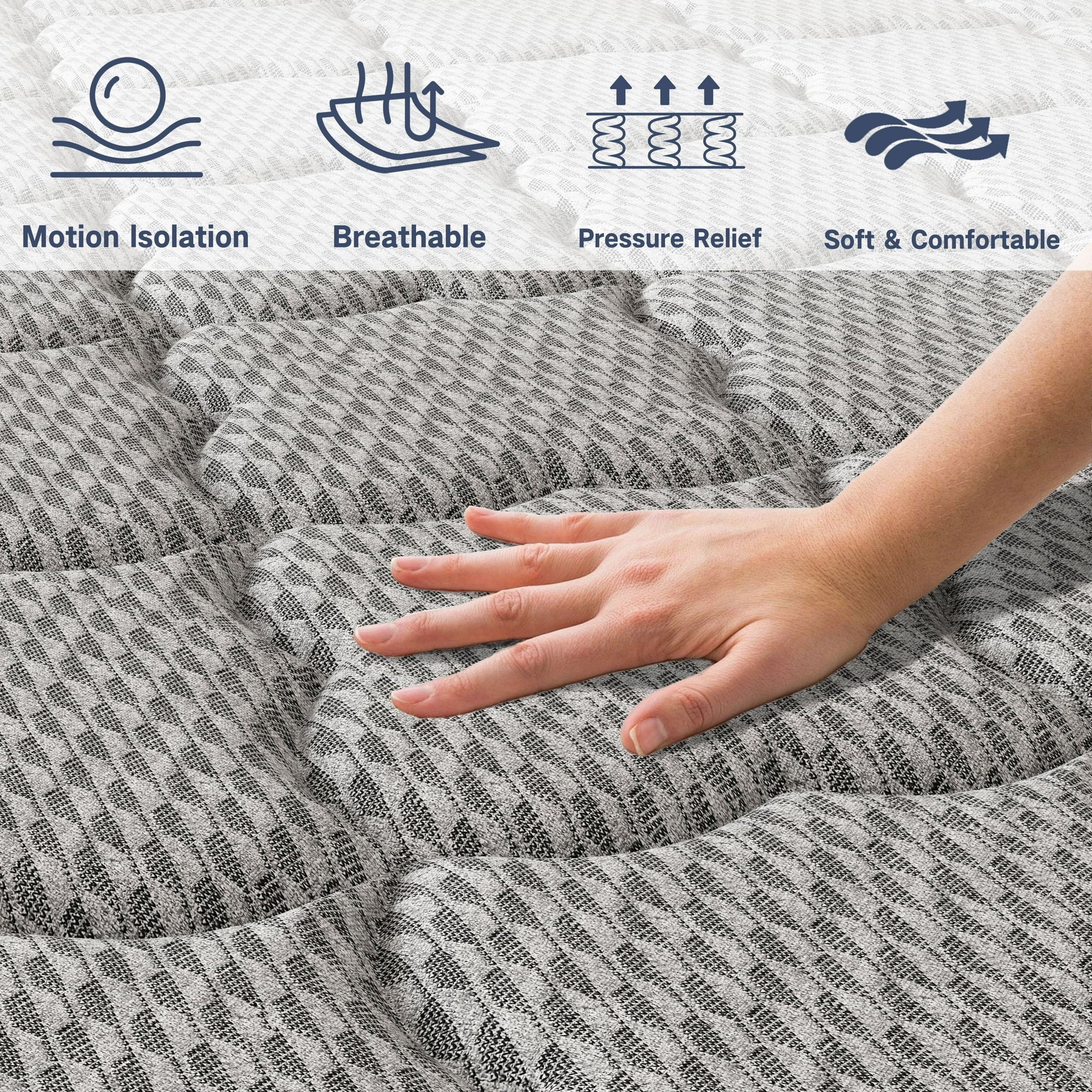 Fvbeaya 10 inch Queen Mattress, Gel Memory Foam with Individually Wrapped Pocket Coils, Medium Firm, Pressure Relief, Strong Edge Support,Cooling Breathable Sleep Support for Adult