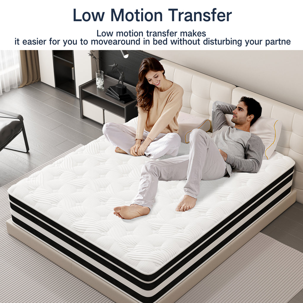 Fvcklrae 14 inch King Mattress,Gel Memory Foam & Spring Hybrid Medium Comfort King Size in a Box , Pressure Relief, Motion Isolation,CertiPUR-US