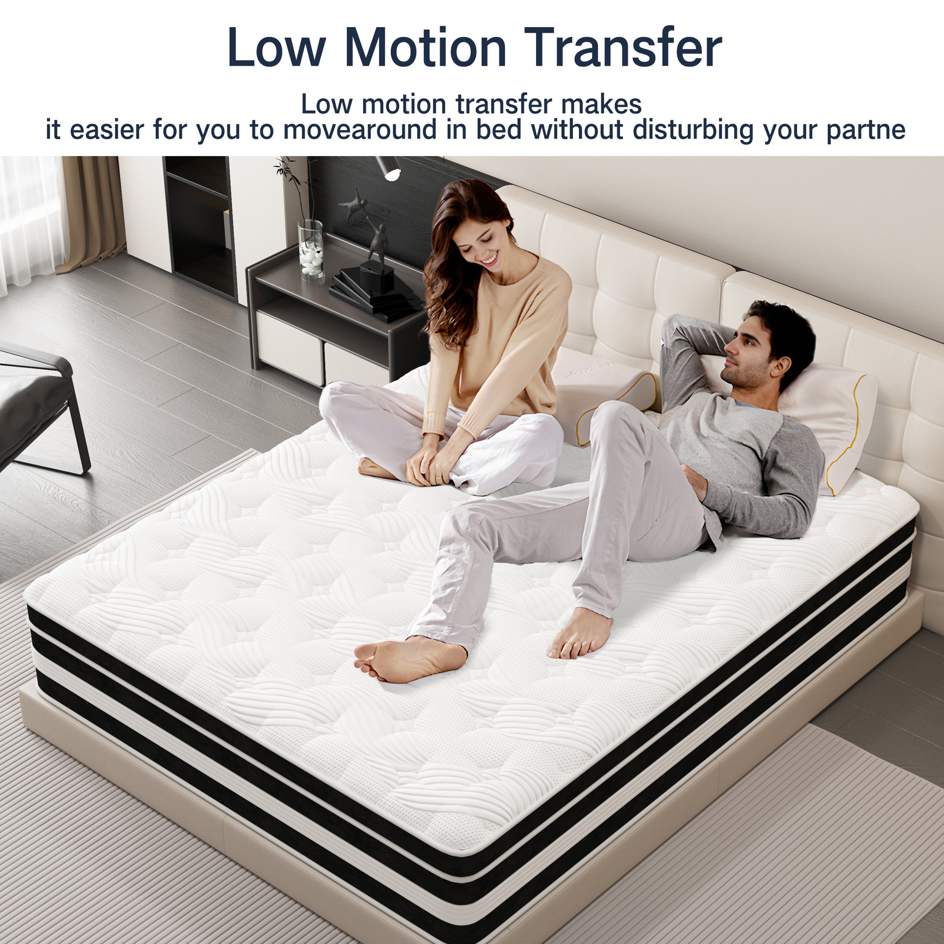 Fvcklrae 14 inch King Mattress,Gel Memory Foam & Spring Hybrid Medium Comfort King Size in a Box , Pressure Relief, Motion Isolation,CertiPUR-US