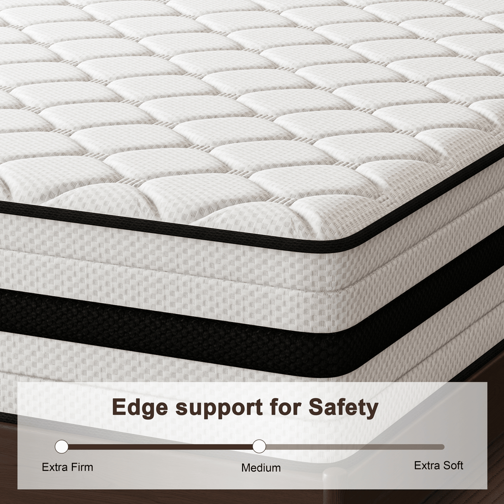 SEEUO Twin Mattress,12 inch Hybrid Mattress in a Box with Memory Foam & Individual Pocket Spring for Edge Support,Pressure Relief,Medium Firm,CertiPUR-US